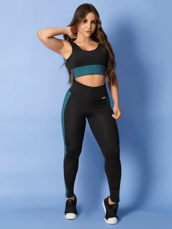 Conjunto Fitness Academia Top Calça 3D Feminina Tarelles